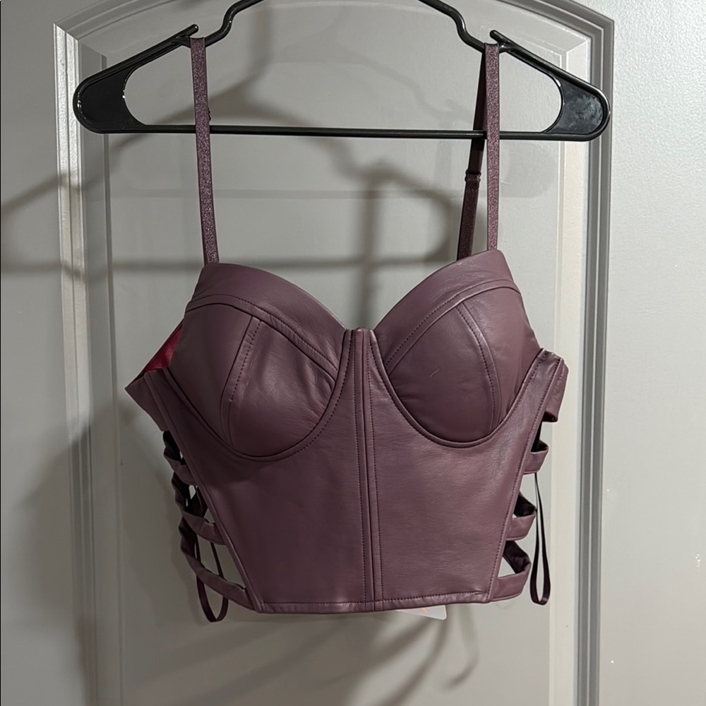 Purple Faux Leather Corset Top
